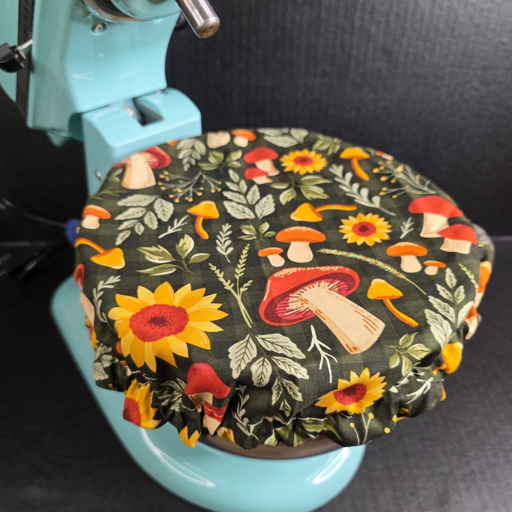 Mushroom Sunflowers Goldenrod Floral KitchenAid Mixer Mixing‎ Bowl Cover Baking